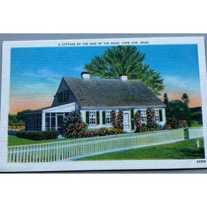 Cape Cod Cottage Side Of The Road Postcard 1955 Souvenir House Postmarked Vintag